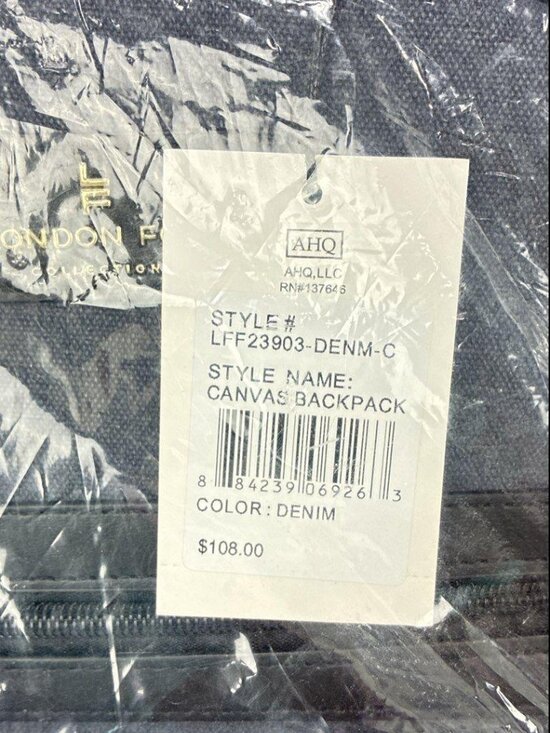 NWT London Fog Denim Canvas Backpack